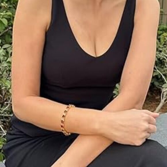 Neiman Marcus 18k Gold Plated Red Ruby Round CZ Bracelet - Picture 4 of 5